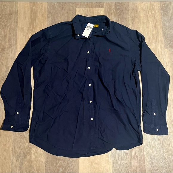 Polo Ralph Lauren Men’s Oxford Shirt Classic Fit Garment Dyed Navy Size XXL - Picture 1 of 15